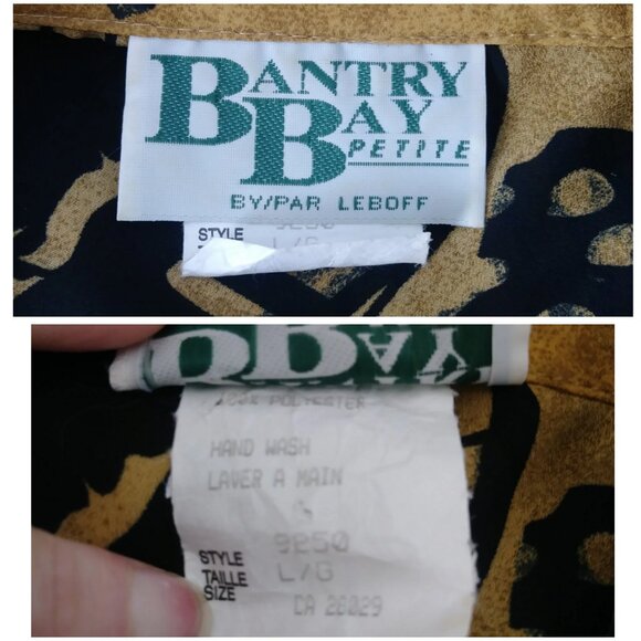 Vintage Blouse by Bantry Bay - yellow goldenrod with black and blue abstract - Picture 3 of 6